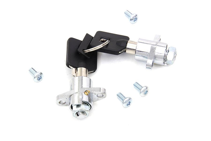 VTwin Chrome Saddlebag Lock & Key Kit for 2014-2021 Harley Davidson Touring FLT