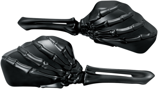 Kuryakyn 1758 Black 3" x 5"Black Skeleton Hand Screw in Motorcycle Mirror Set