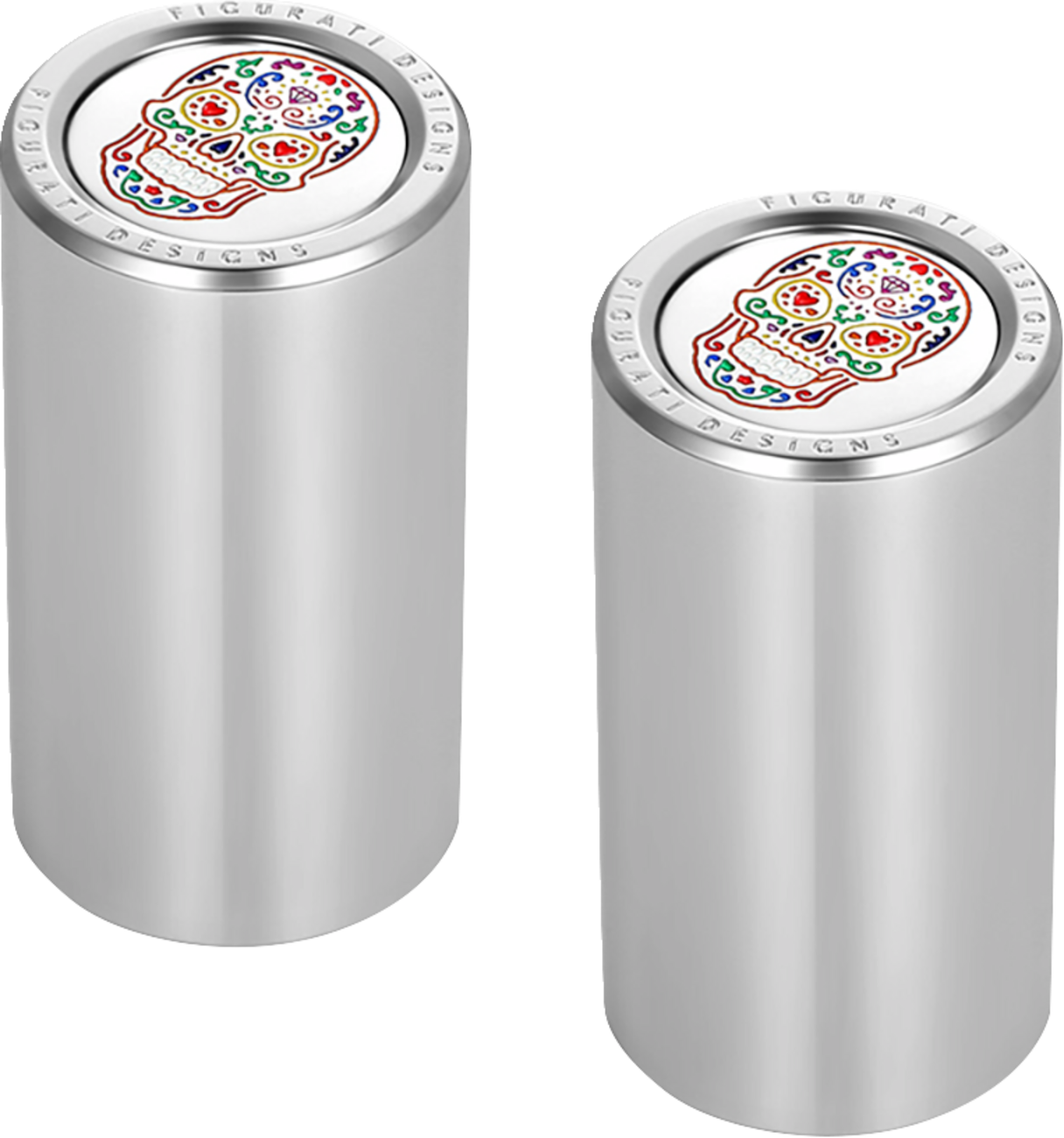 Figurati Designs Silver Sugar Skull Long Docking Hardware Covers for Harley