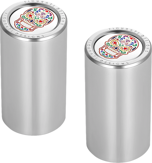 Figurati Designs Silver Sugar Skull Long Docking Hardware Covers for Harley