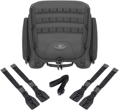 Saddlemen Black Textile Tactical Tunnel Cruiser Tail Bag for Harley Touring