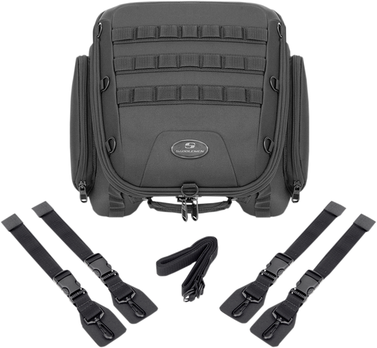 Saddlemen Black Textile Tactical Tunnel Cruiser Tail Bag for Harley Touring