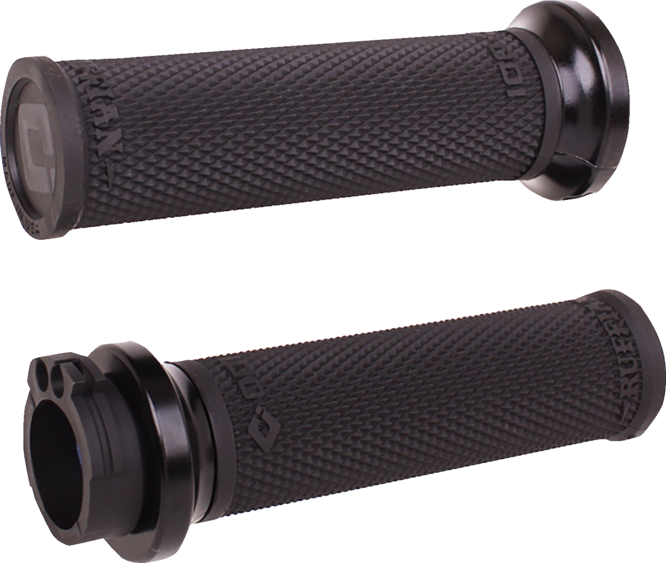 Odi Ruffian Lock-On 1" Black Knurled Cable Handlebar Grips for 1984-2022 Harley