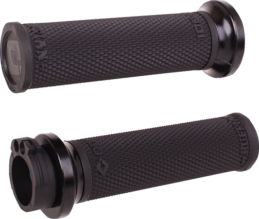 Odi Ruffian Lock-On 1" Black Knurled Cable Handlebar Grips for 1984-2022 Harley