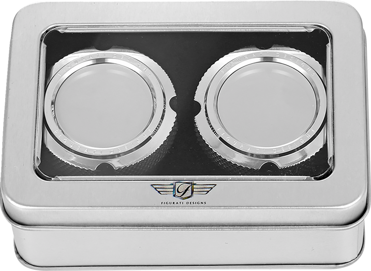 Figurati Designs Front Smooth Axle Nut Chrome Covers for 2002-2022 Harley