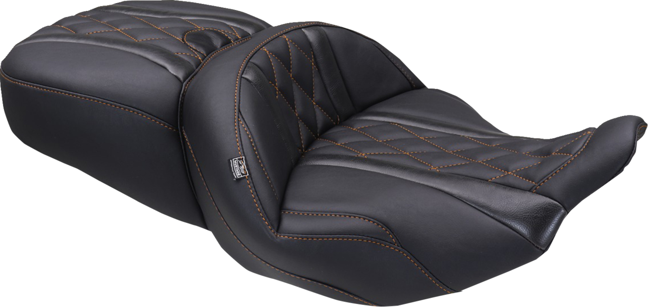 Mustang Deluxe Tour Orange Diamond Stitch Seat for 2023-2025 Harley Touring FLHX