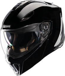 Icon Threshold Solid Gloss Black Modular Full Face Adult Motorcycle Helmet