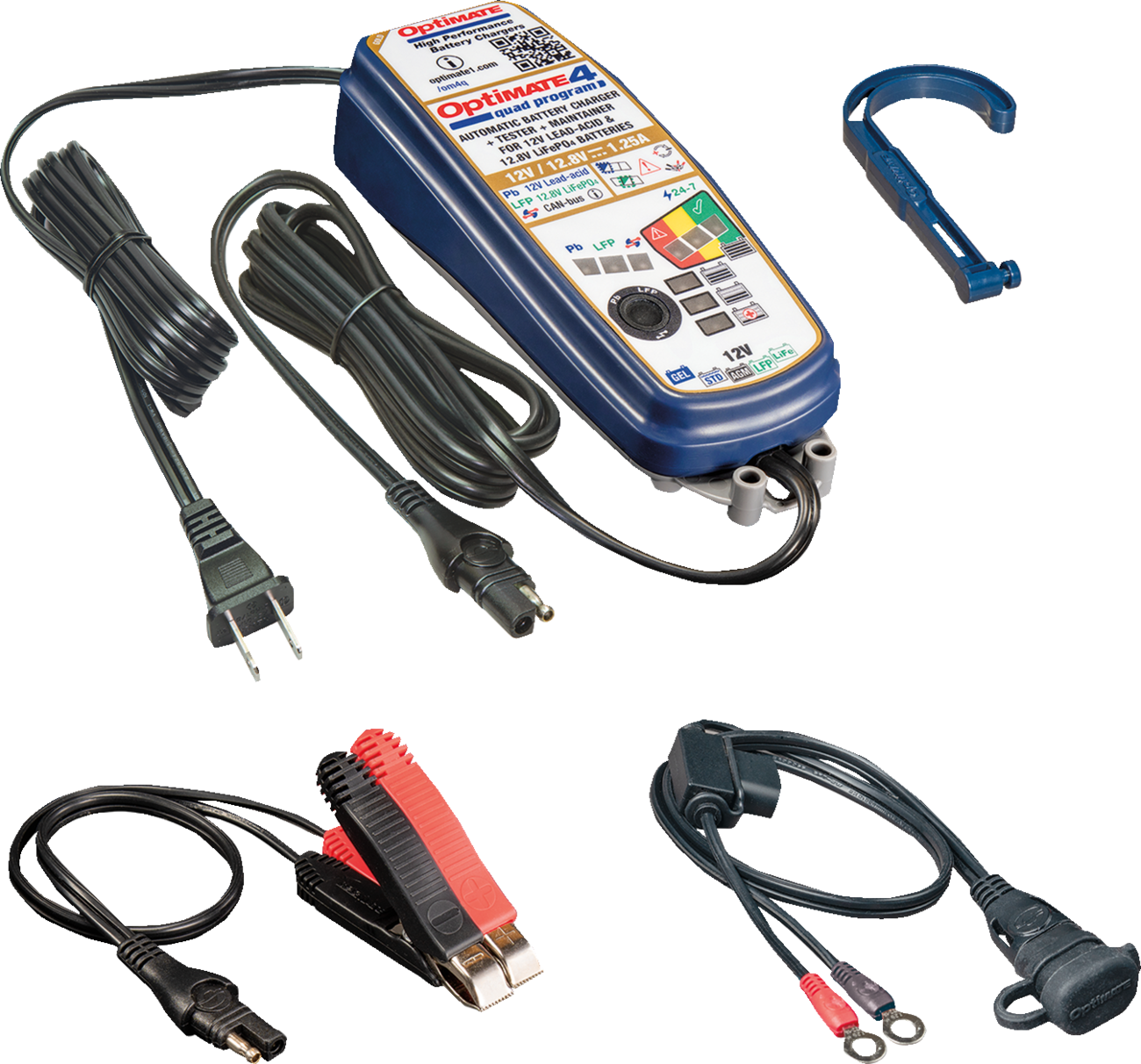 Tecmate Optimate 4 Quad Program Universal Motorcycle Battery Tender Charger