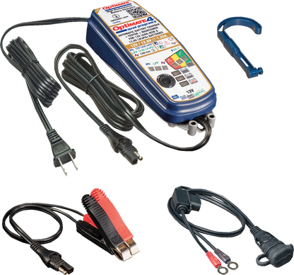 Tecmate Optimate 4 Quad Program Universal Motorcycle Battery Tender Charger