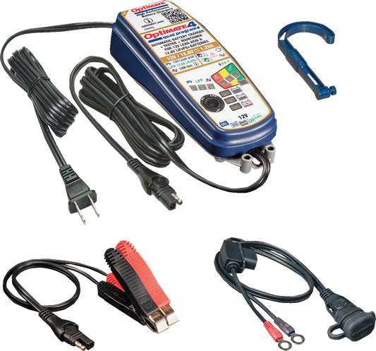 Tecmate Optimate 4 Quad Program Universal Motorcycle Battery Tender Charger