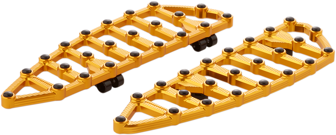 Arlen Ness MX Gold Driver Floorboards for 1980-24 Harley Touring Softail Models