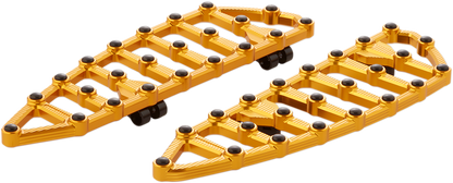 Arlen Ness MX Gold Driver Floorboards for 1980-24 Harley Touring Softail Models