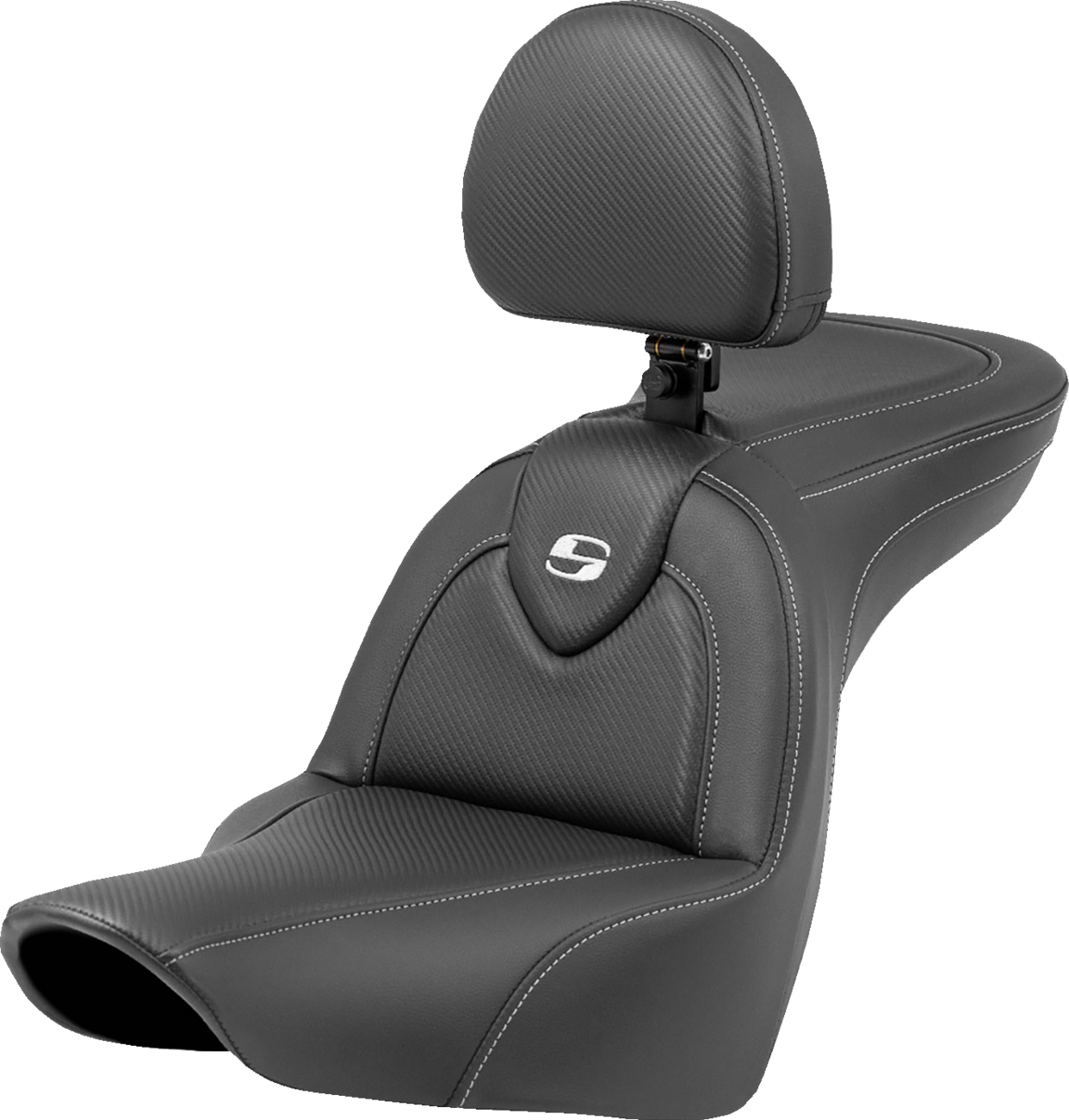 Saddlemen Roadsofa Carbon Fiber Seat w Backrest fits 2018-2023 Harley Low Rider