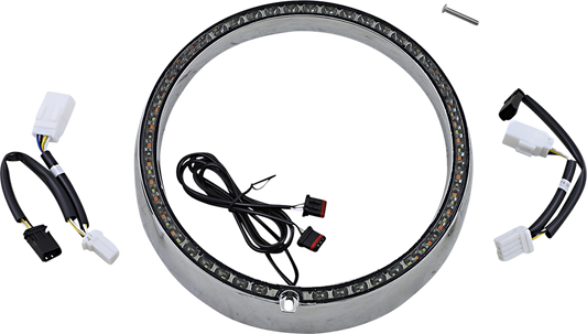Custom Dynamics Chrome LED Headlight Trim fits 2006-13 Harley Touring FLHT
