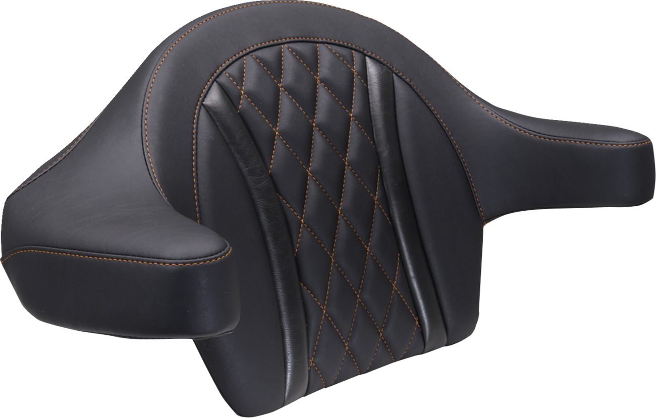 Mustang King Tour Pak Backrest Orange Diamond Pad for 2023-2025 Harley Touring