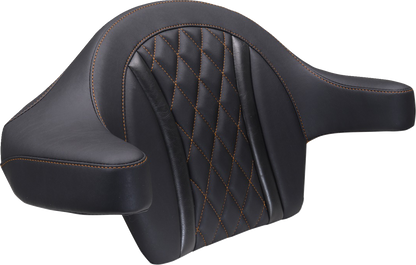 Mustang King Tour Pak Backrest Orange Diamond Pad for 2023-2025 Harley Touring