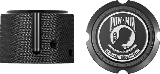 Figurati Designs POW-MIA Front Axle Nut Black Covers for 2002-2022 Harley