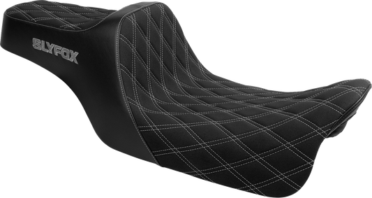 Slyfox High Noon Silver Diamond Stitch Seat fits 2008-2024 Harley Touring FLTR