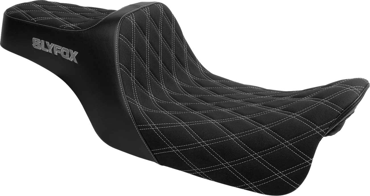 Slyfox High Noon Silver Diamond Stitch Seat fits 2008-2025 Harley Touring FLTR