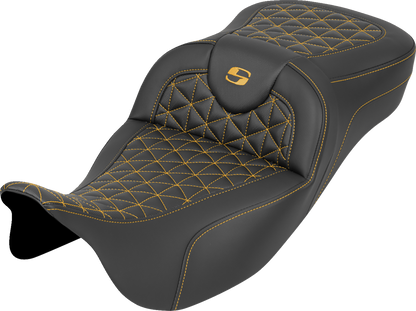 Saddlemen Roadsofa Gold Tri Gripper Extended Seat for 2008-2024 Harley Touring