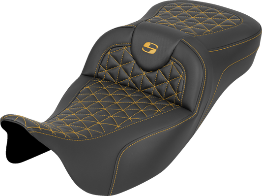 Saddlemen Roadsofa Gold Tri Gripper Extended Seat for 2008-2024 Harley Touring