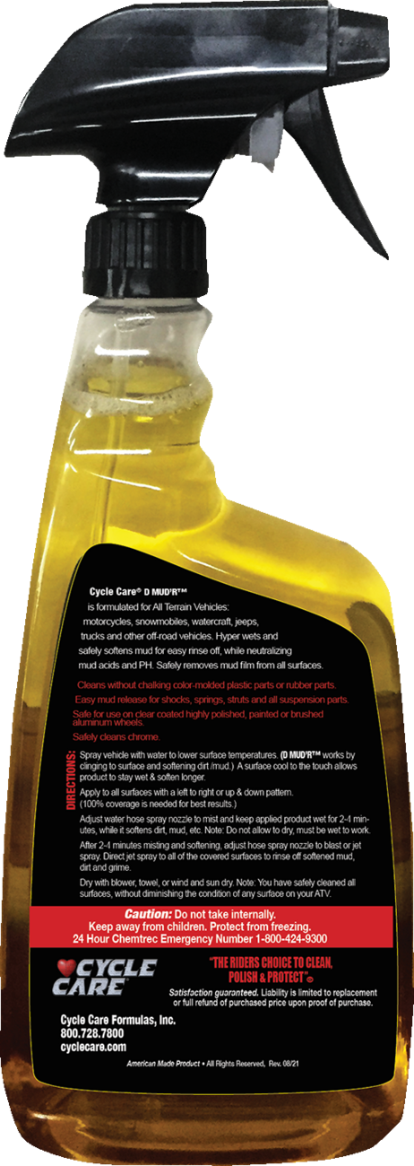 Cycle Care 32 oz D Mud'R Spray & Rinse Mud Release Formula Cleaner Spray Bottle