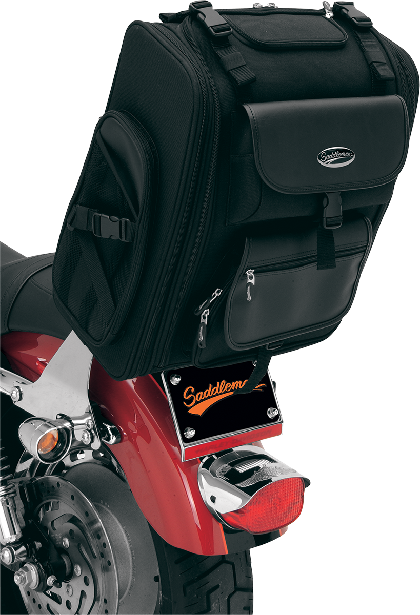 Saddlemen Universal Motorcycle Leather Zipper Sissy Backrest Bar Bag Harley