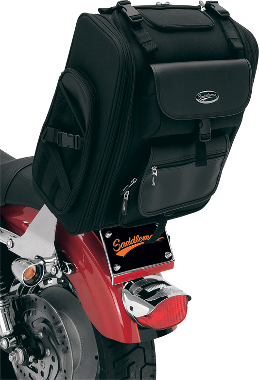 Saddlemen Universal Motorcycle Leather Zipper Sissy Backrest Bar Bag Harley
