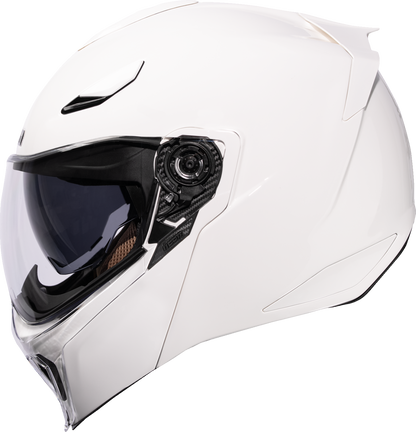 Icon Threshold Solid White Gloss Modular Full Face Adult Motorcycle Helmet