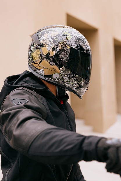 Icon Airframe Pro Aztec Nine Gold Full Face Adult Street Motorcycle Helmet