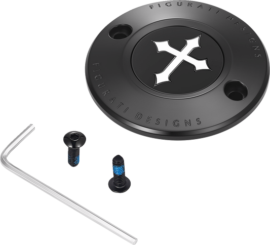 Figurati Designs Cross Black Timing Cover for 2017-2023 Harley Davidson M8