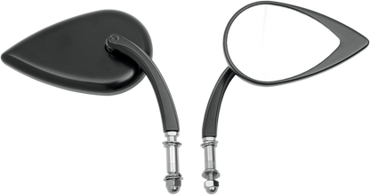 Drag Specialties Pair Matte Black Teardrop Motorcycle Mirrors for Harley