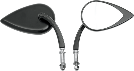 Drag Specialties Pair Matte Black Teardrop Motorcycle Mirrors for Harley