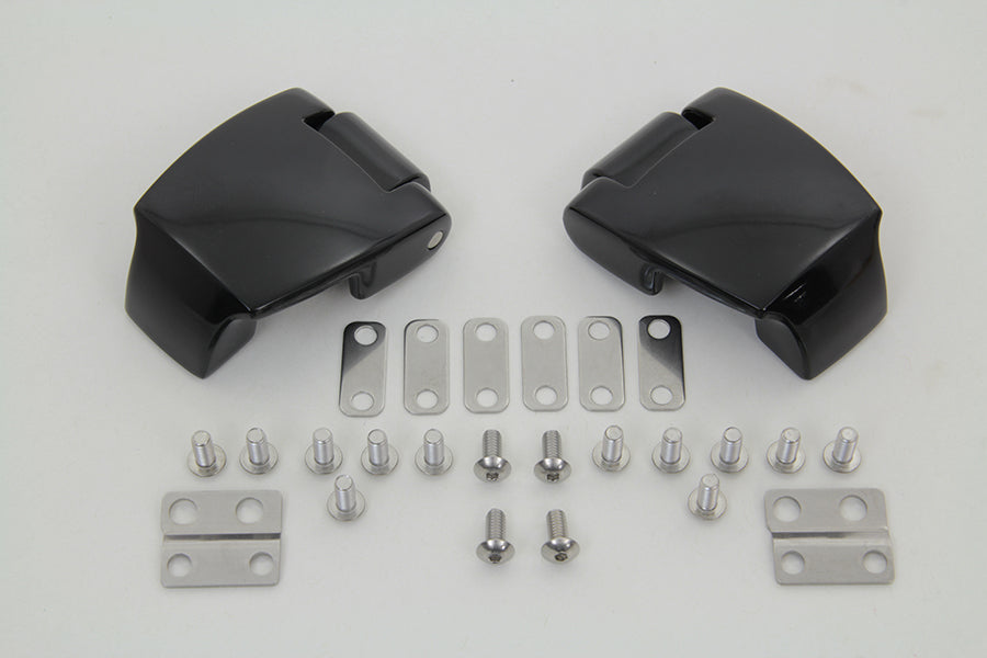 VTwin Wyatt Gatling Black Tour Pack Hinge Kit for 1988-2013 Harley Touring FLT