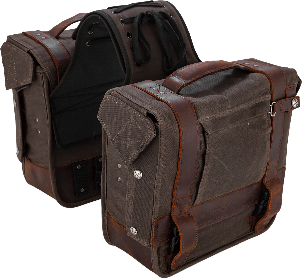 Burly Brand Dark Oak Waxed Cotton Throw over Saddlebags for Harley Davidson