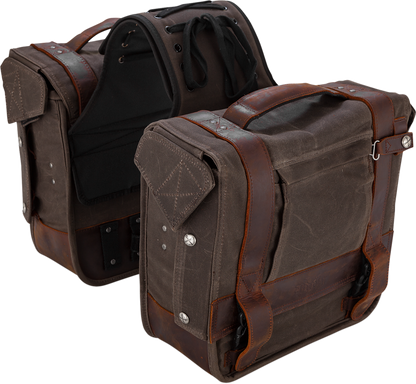 Burly Brand Dark Oak Waxed Cotton Throw over Saddlebags for Harley Davidson