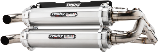 Trinity Racing Silver 2-2 Stage 5 UTV Exhaust for 2018-2022 Polaris RZR RS1 1000