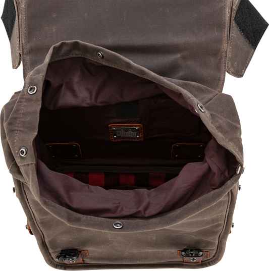 Burly Brand Dark Oak Waxed Cotton Throw over Saddlebags for Harley Davidson