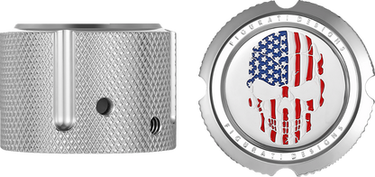 Figurati Designs Skull Flag Front Axle Nut Chrome Covers for 2002-2022 Harley