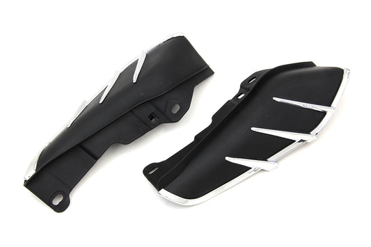 Vtwin Black Windshield Deflector Set with Chrome Trim for 2009-23 Harley Touring