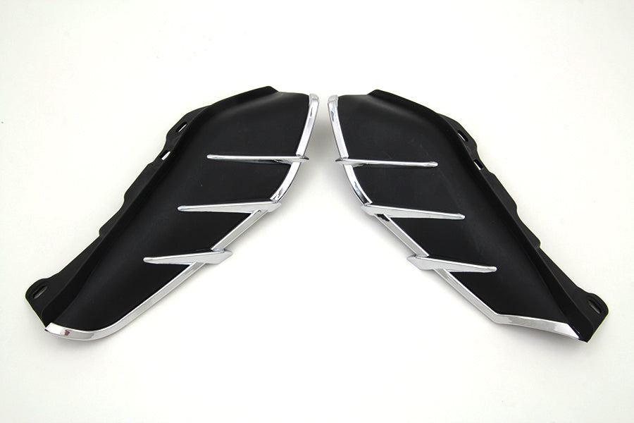 Vtwin Black Windshield Deflector Set with Chrome Trim for 2009-23 Harley Touring