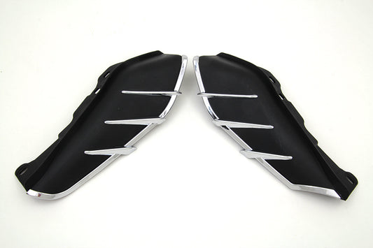 Vtwin Black Windshield Deflector Set with Chrome Trim for 2009-23 Harley Touring