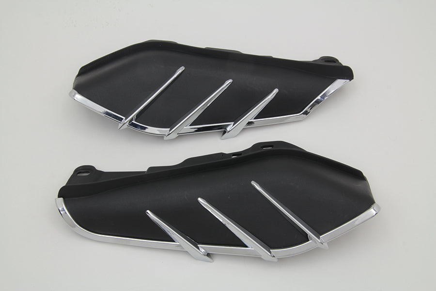 Vtwin Black Windshield Deflector Set with Chrome Trim for 2009-23 Harley Touring