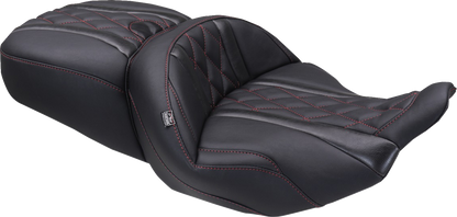Mustang Deluxe Tour Red Diamond Stitch Seat fits 2023-2026 Harley Touring FLHX