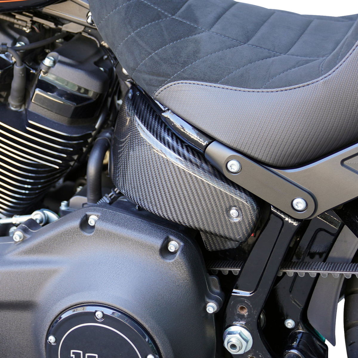 Arlen Ness Gloss Carbon Fiber Weave Side Cover Kit for 2018-2024 Harley Softail
