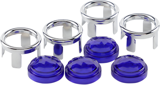 Chris products Taillight Turn Signal Universal Motorcycle Lens 4 Pack Blue Dots