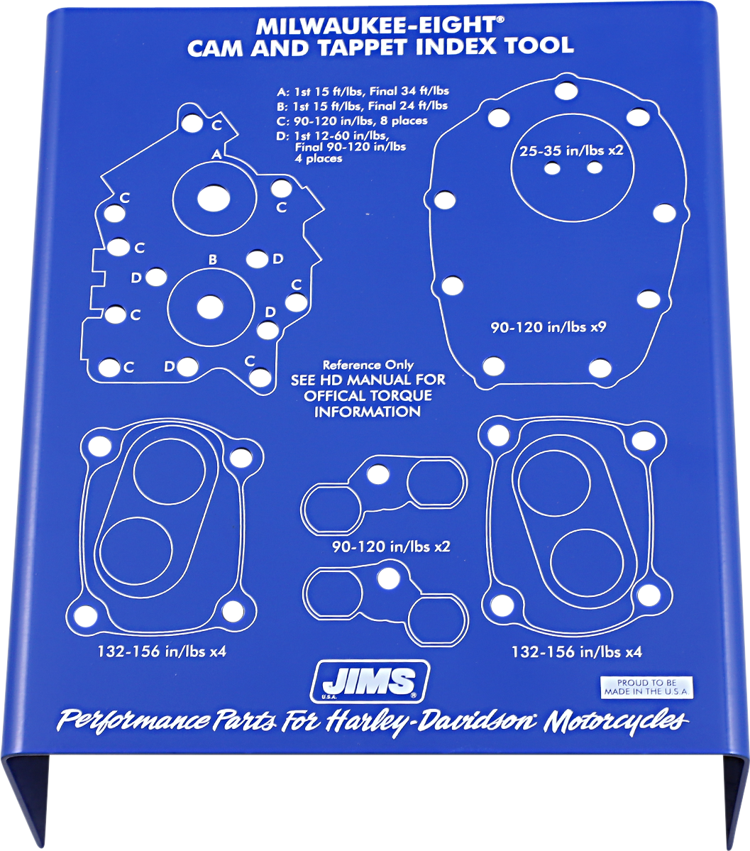 Jims Blue Complete M8 Cam Cover Hardware Bolt Organizer Tray Stand for Harley