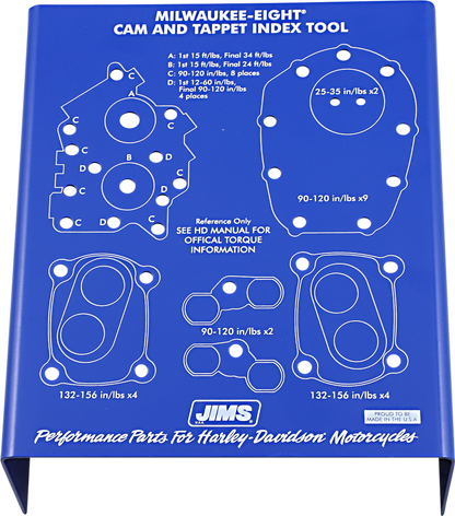 Jims Blue Complete M8 Cam Cover Hardware Bolt Organizer Tray Stand for Harley