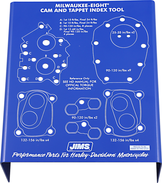Jims Blue Complete M8 Cam Cover Hardware Bolt Organizer Tray Stand for Harley