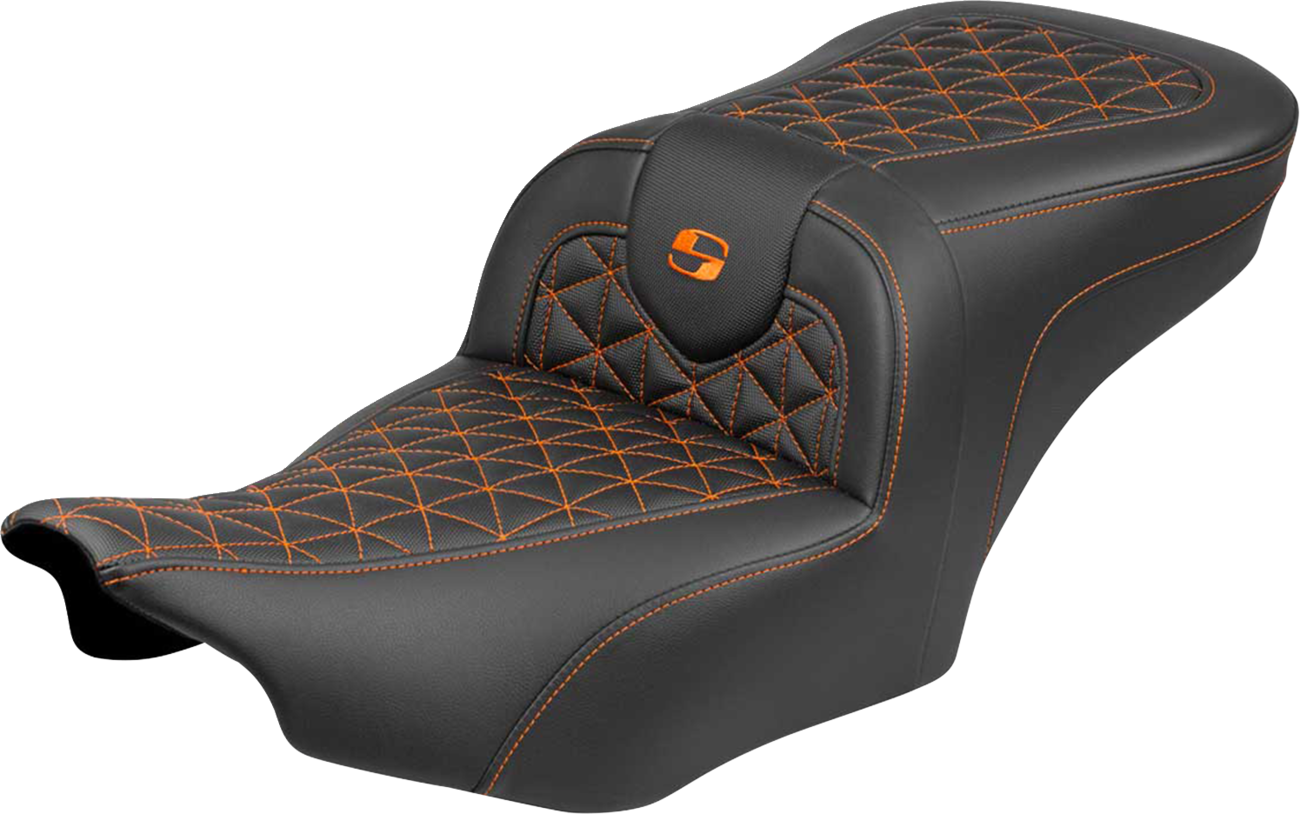 Saddlemen Roadsofa Orange Tri Gripper Seat for 2023-25 Harley Road Street Glide